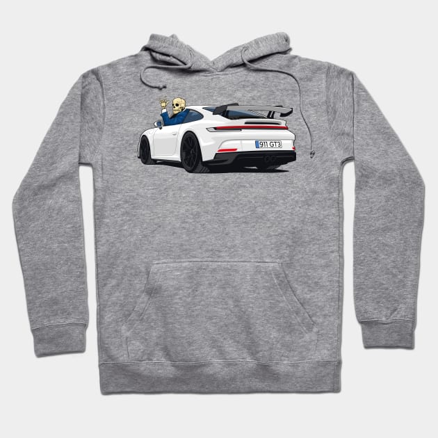 car 911 GT3 skull metal hands white Hoodie by creative.z